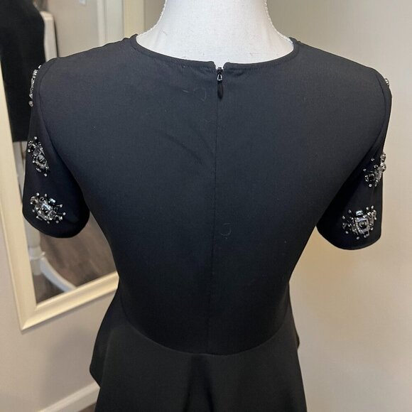 Michael Kors Black Embellished Sleeve Peplum Back Top, Size XS - Picture 12 of 15